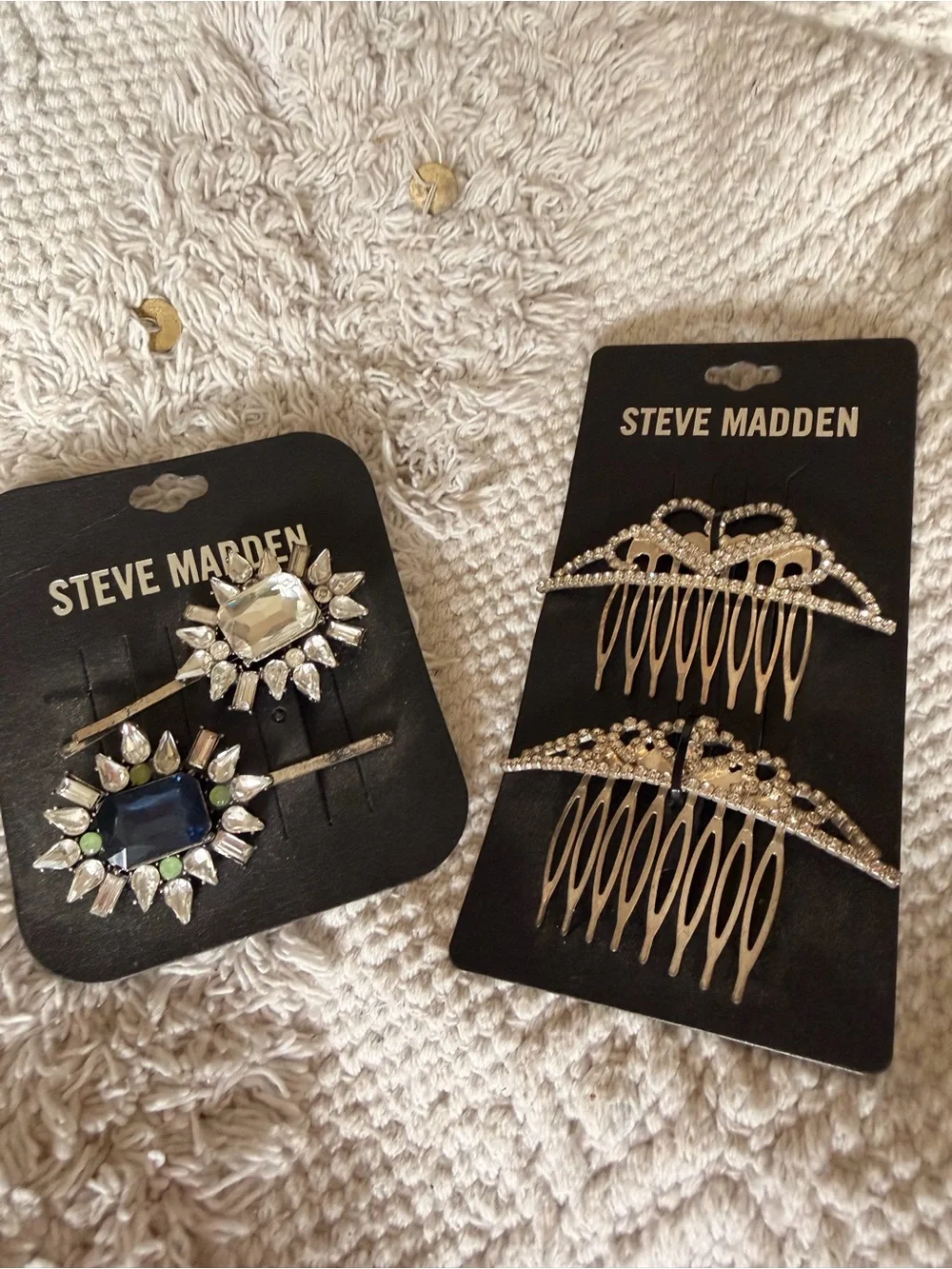 Steve Madden Silver-Tone Rhinestone Hair Comb & Jeweled Pins Set